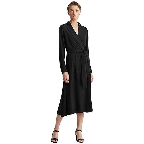 Ralph Lauren Women's Long Sleeve Day Dress, Black Size 8 - Picture 1 of 2